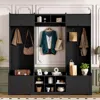 Streamdale Furniture Streamdale Modern Hall Tree With Shoe Storage & Bench - Black In Black