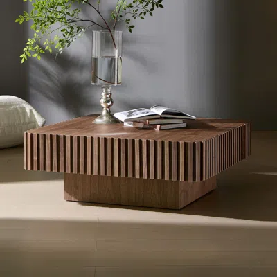 Streamdale Furniture Streamdale Modern Handcraft Drum Coffee Table - Walnut