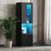 Streamdale Furniture Streamdale Modern High Gloss Storage Cabinet With Led Lights And Open Countertop