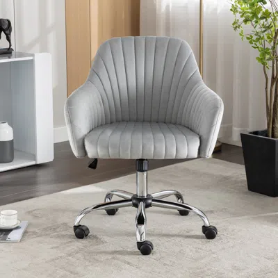 Streamdale Furniture Streamdale Modern Home Office Leisure Chair With Adjustable Velvet Height In White