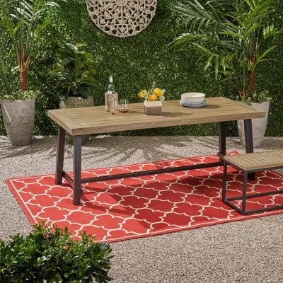 Streamdale Furniture Streamdale Modern Industrial Acacia Wood Outdoor Dining Table Weather-resistant