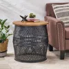 Streamdale Furniture Streamdale Modern Industrial Side Table With Lace Cut Metal Frame And Mango Wood Top