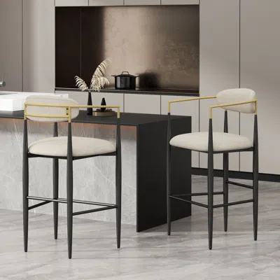 Streamdale Furniture Streamdale Modern Iron And Fabric Barstools