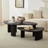 Streamdale Furniture Streamdale Modern Irregular Coffee Table Set, Nesting End Tables, Black In Black