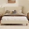 Streamdale Furniture Streamdale Modern Ivory Boucle Upholstered King Platform Bed With Wingback Headboard