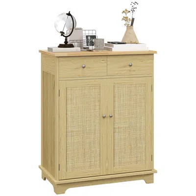 Streamdale Furniture Streamdale Modern Kitchen Sideboard With Solid Wood Top And Rattan