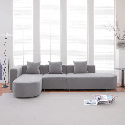 Streamdale Furniture Streamdale Modern L Shape Boucle Sofa With Curved Seat (facing Left) In Gray