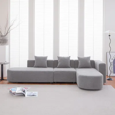Streamdale Furniture Streamdale Modern L Shape Boucle Sofa With Curved Seat (facing Right)