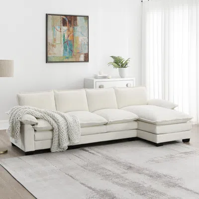 Streamdale Furniture Streamdale Modern L-shaped Sectional Sofa With Double Cushions For Comfort And Style In Neutral