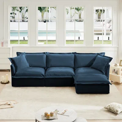 Streamdale Furniture Streamdale Modern L-shaped Sectional Sofa With Ottoman & Pillows