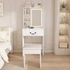 Streamdale Furniture Streamdale Modern Led Vanity Desk With Stool & Storage - White