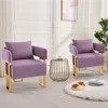 Streamdale Furniture Streamdale Modern Lilac Teddy Fleece Chair Gold Legs 2pcs In Purple