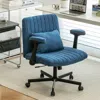 Streamdale Furniture Streamdale Modern Linen Blue Criss Cross Armrest Office Chair - Product Details In Blue