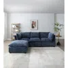 Streamdale Furniture Streamdale Modern Linen L-shape Sectional Sofa With Convertible Ottoman - Blue