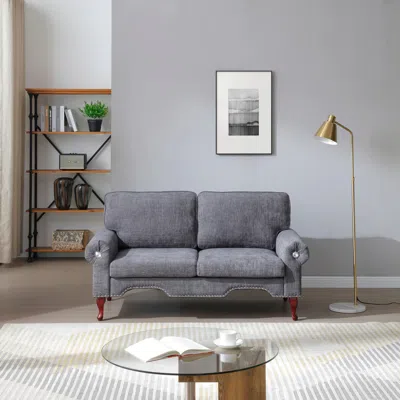 Streamdale Furniture Streamdale Modern Linen Loveseat Sofa - Tufted Back, Wooden Legs (grey)