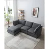 Streamdale Furniture Streamdale Modern Linen Sectional Sofa With Convertible Ottoman - Grey