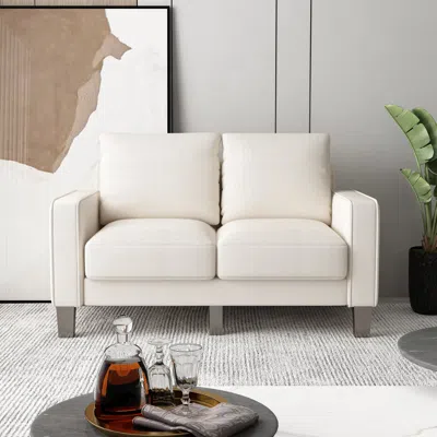 Streamdale Furniture Streamdale Modern Living Room Furniture Loveseat In Fabric In White