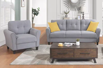 Streamdale Furniture Streamdale Modern Living Room Sofa Set Linen Upholstered Couch Furniture In Gray