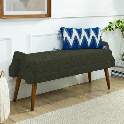 Streamdale Furniture Streamdale Modern Loop Yarn Bench With Geometric Arms And Cushion