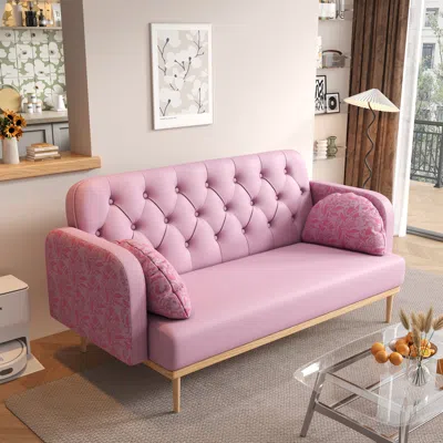 Streamdale Furniture Streamdale Modern Loveseat Sofa With Tulip Pattern & 2 Throw Pillows
