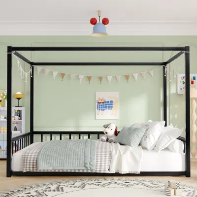Streamdale Furniture Streamdale Modern Low-profile Double Bed Frame W/ Guardrails (black)