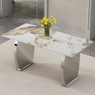 Streamdale Furniture Streamdale Modern Marble-like Table (63" X 31.4")