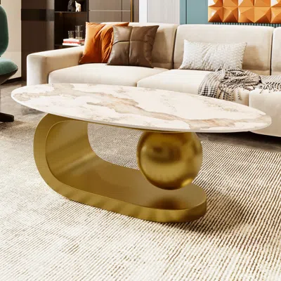 Streamdale Furniture Streamdale Modern Marble Pattern Coffee Table (47.2")