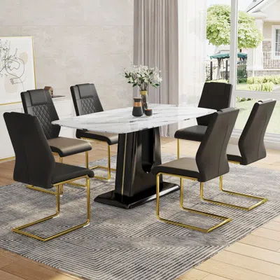 Streamdale Furniture Streamdale Modern Marble Table & Chair Set