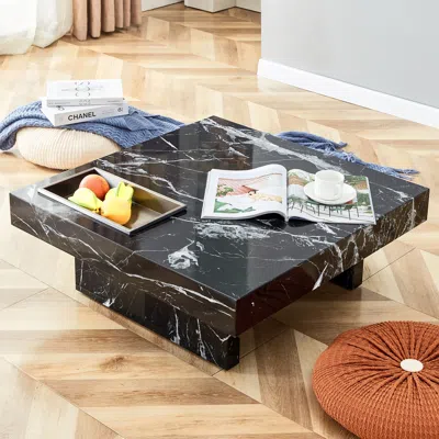 Streamdale Furniture Streamdale Modern Mdf Coffee Table With Elegant Black Patterns