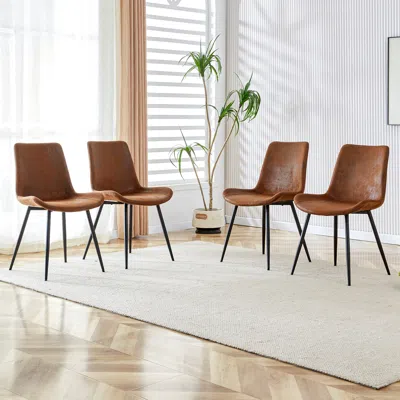 Streamdale Furniture Streamdale Modern Medieval Cushion Chairs With Suede Backrest (set Of 4)