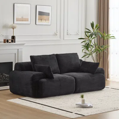 Streamdale Furniture Streamdale Modern Memory Foam Corduroy Sectional Sofa (black)