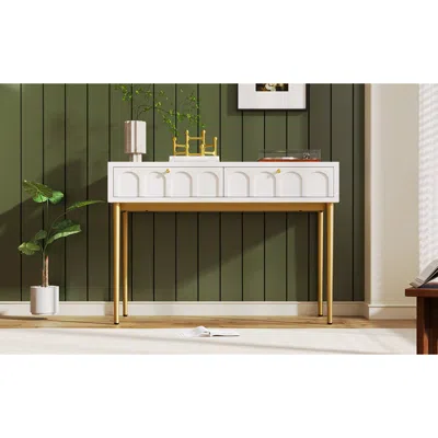 Streamdale Furniture Streamdale Modern Metal & Wood Double Drawer Dressing Table