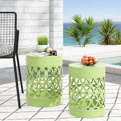 Streamdale Furniture Streamdale Modern Metal End Table Set With Cut Iron Design (set Of 2)