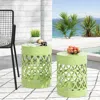 Streamdale Furniture Streamdale Modern Metal End Table Set With Cut Iron Design (set Of 2) In Green