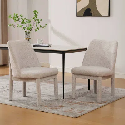 Streamdale Furniture Streamdale Modern Minimalist Chenille Dining Chair Set (set Of 2) - Beige