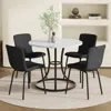 Streamdale Furniture Streamdale Modern Minimalist Dining Set: 33.3" Table & 4 Black Linen Chairs