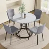 Streamdale Furniture Streamdale Modern Minimalist Dining Set: 33.3" Table & 4 Gray Linen Chairs