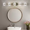 Streamdale Furniture Streamdale Modern Minimalist Led Vanity Light With Frosted Glass Shades In Gold