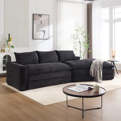 Streamdale Furniture Streamdale Modern Minimalist Sectional Sofa With Chaise - Black