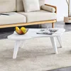 Streamdale Furniture Streamdale Modern Minimalist White Imitation Marble Tabletop Coffee Table. Solid Wood Spray Painted 