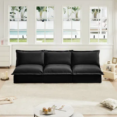 Streamdale Furniture Streamdale Modern Modular Armless 3-seater Sofa - Black