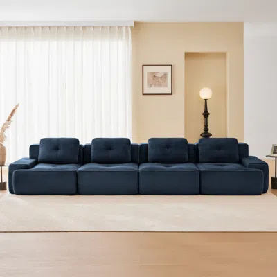 Streamdale Furniture Streamdale Modern Modular Corduroy Sectional Sofa, 4-seater Couch, Blue