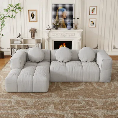 Streamdale Furniture Streamdale Modern Modular L-shaped Sofa With Pillows (left Recliner) In Gray