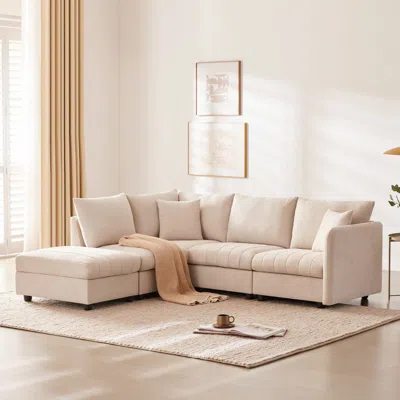 Streamdale Furniture Streamdale Modern Modular Sectional Sofa W/ Ottoman & Pillows
