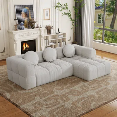 Streamdale Furniture Streamdale Modern Modular Sofa Set W/ Pillows & Right Recliner In Gray