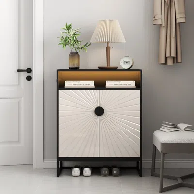 Streamdale Furniture Streamdale Modern Motion Sensor Night Light Shoe Cabinet With Adjustable Shelves