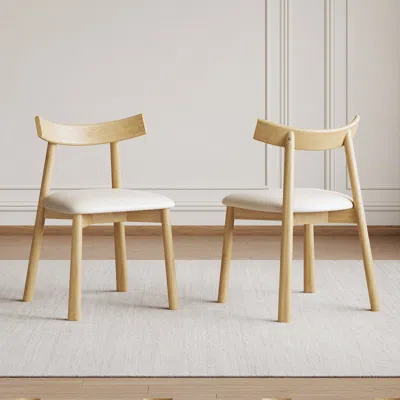 Streamdale Furniture Streamdale Modern Natural Wood Dining Chairs With Leather Cushions (set Of 2)