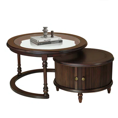 Streamdale Furniture Streamdale Modern Nesting Coffee Table Set With Glass And Solid Wood Frame