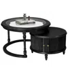 Streamdale Furniture Streamdale Modern Nesting Coffee Table Set With Glass And Solid Wood Frame