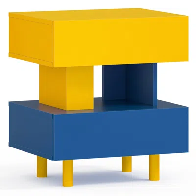 Streamdale Furniture Streamdale Modern Nightstand End Table - Bedroom, Living Room, Playroom - Yellow & Blue
